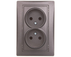 DOMO Gniazdo podwójne bez uziemienia kompletne śrubowe 16A 250V grafit 011280141 24918