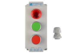 Kaseta sterownicza 3-otworowa z przyciskami zielony/czerwony + lampka sygnalizacyjna IP65 ST22K3\05-1
