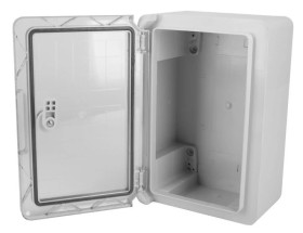 Obudowa plastikowa skrzynka hermetyczna, drzwin transparentne ABS 200x300x130mm IP65
