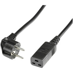 Roline 19.08.1552 Power Cable 2m Black Earthing Plug to IEC 320-C19 Socket