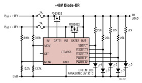Positive High Voltage Ideal Diode-OR with Input Supply and Fuse Monitors