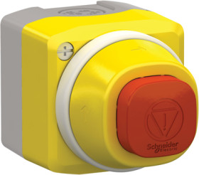 Surface mount housing, 1 emergency stop/emergency off button, 1 Form A (N/O) + 1 Form B (N/C), latching, XALK84W3BE