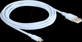 81223 USB 2.0 cable, A plug &gt; C plug, silicone, blue, 2.5 m