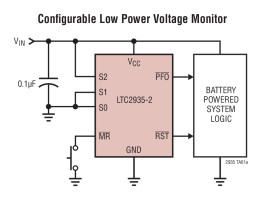 Ultra-Low Power Supervisor with Power-Fail Output, Selectable Thresholds