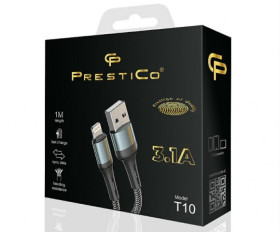 KABEL USB/LIGHTNING 3.1A BLACK PRESTICO