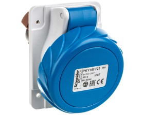Gniazdo przemysłowe, kątowe, 16A, 2p+E, 200...250 V AC, IP 67 PKY16F723