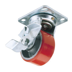 Draper 65530 160mm Dia Swivel Plate Fixing Pu Wheel w Brake S.w.l 400kg