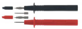 411 Sondy probiercze bezpieczne - 2 szt. (czarna + czerwona) z gniazdem 4mm z wymiennymi końcówkami 4mm i 2mm, ELECTRO-PJP
