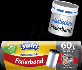 5022 Swirl waste bags, fixing strap, 10 pieces, 60 litres