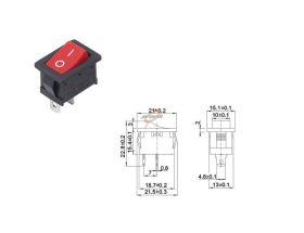 PRZEŁĄCZNIK KOŁYSKOWY 2POZYCJE 2PINY 250V/6A (CZERWONY) B100