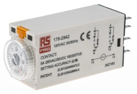 Przekaźnik czasowy zwłoczny jednofunkcyjny 0.1 → 3min DPDT 2-stykowy DPDT 110V ac