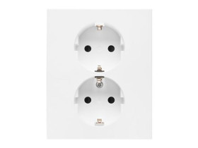 SIMON 55 Gniazdo podwójne z uziemieniem SCHUKO z przesłonami zaciski śrubowe biały mat TGSZ2PZFAR/111 KONTAKT SIMON