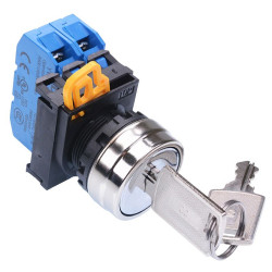 YW4K-3AE20N1 22mm Metal Bezel 3 Position Maintained Key Switch 2NO IP65 IDEC