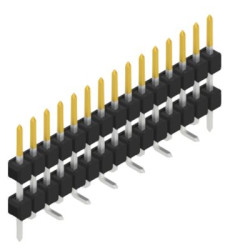 Pin header, 15 pole, pitch 2.54 mm, angled, black, 10051784