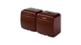 Junior Gniazdo Podwójne Z/U Schuko (Klapka Brązowa) Brązowy 4Ghe-2Sp