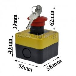 Kaseta ze stacyjką, grzyb, kluczyk, STOP, H=86mm