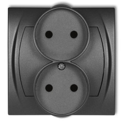 LOGO Gniazdo podwójne do ramki z uziemieniem 2x2P (przesłony torów prądowych) grafitowy 11LGPR-2p