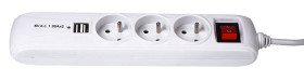 Przedłużacz z USB i wyłącznikiem oraz uziemieniem PM-3-3-1.5M+W+2xUSB PM/0045