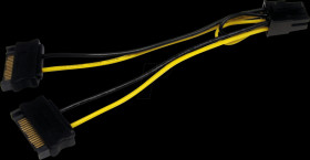 SATPCIEXADAP 2x 15-pin SATA to 6 pin PCI-E, 15 cm, black/yellow