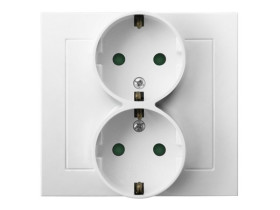 KIER Gniazdo podwójne schuko z przesłonami biały GP-2WSP/00 OSPEL