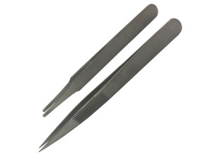 Zestaw pęset dł. całkowita 120 mm RS PRO antymagnetyczna Stal niskowęglowa austenityczna elementy 2