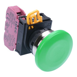 YW4B-M4E01G Green 22mm Metal Bezel Mushroom Momentary Push Button Switch NC IP65 IDEC