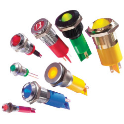 APEM Q14P1CXXY12E 14mm LED Panel Indicator Yellow 12V DC Prominent Chrome Bezel