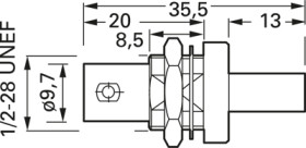 BNC panel socket 75 Ω, RG-59B/U, crimp/crimp, straight, 100027515