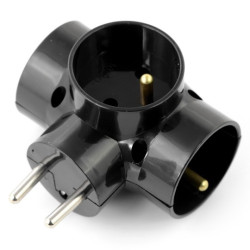 Rozgałęziacz potrójny DPM do gniazda sieciowego AC 250V - czarny