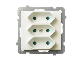 SONATA Gniazdo potrójne EURO z przesłonami torów prądowych ecru GP-3RP/m/27 OSPEL
