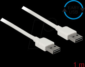 85193 USB 2.0 Kabel, EASY A male to A male, 1 m, white