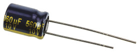 Kondensator 560μF 10V dc Radialny, Otwór przelotowy Panasonic roztaw: 3.5mm 8 (Dia.) x 11.5mm