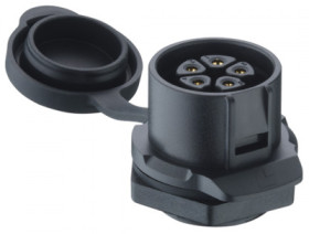 Panel socket, 2 pole, solder cup, quick locking, straight, 2620 02 T22CB100