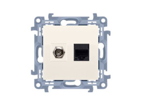 SIMON 10 Gniazdo antenowe typu "F" + RJ45 kat.5e (moduł) krem CASFRJ455.01/41 KONTAKT SIMON