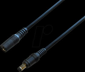 076109 DC cable plug connector, 2.5/5.5 mm, 5.0 m, 48 V, black