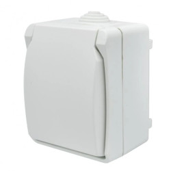 Gniazdo pojedyncze z uziemieniem natynkowe z klapką Aqua Plus IP44 białe 40224