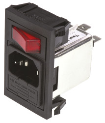Gniazdo zasilające IEC z filtrem przeciwzakłóceniowym1 6A C14 Bulgin Zatrzask 5 x 20mm