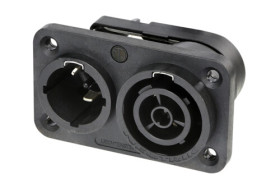 Złącze płaskie 16A Gniazdo 250 V AC 2 + PE Neutrik Żółty Montaż na panelu