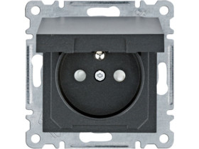 LUMINA Gniazdo z uziemieniem i pokrywą przesłoną styków czarny WL1143 HAGER