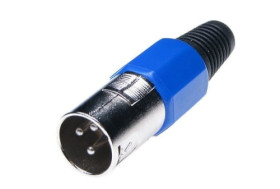 Wtyk mikrofonowy na przewód XLR 3 pin niebieski