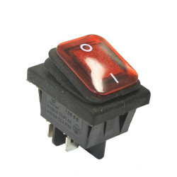 Przełącznik KCD4-R ON-OFF 2T Red Podświetlany Hermetyczny IP65 250V/16A
