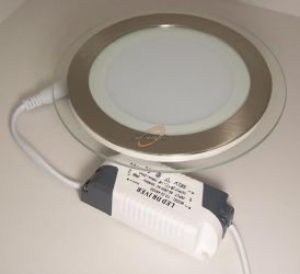 Panel sufit. LED 12W szklany obudowa srebrna okrągła B.Z