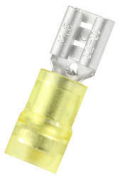 Konektor płaski Żeński 0.8 x 6.35mm 4 → 6 mm², 12 → 10 AWG długość 23.5mm Izolacja: Izolowane Cyna