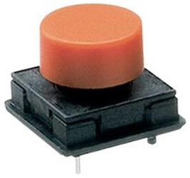 Short-stroke pushbutton, 1 Form A (N/O), 50 mA/24 VDC, unlit , actuator (black), 2.5 N, THT, 1241.1022