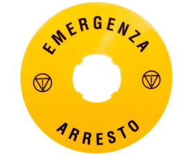 Szyld opisowy fi 90mm EMERGENZA/ARRESTO LPXAU112
