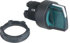 Toggle switch, illuminable, latching, waistband round, black, front ring black, 2 x 90°, mounting Ø 22 mm, ZB5AK1233