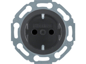 BERKER Serie 1930/Glas Gniazdo schuko z podwyższoną ochroną styków samozaciski czarny 475501 HAGER