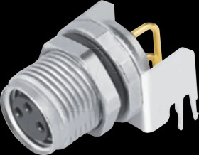 86 6618 1121 00004 Flange socket M8, series 718, 4-pin, angled, screwable, IP67