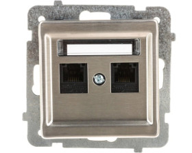 SONATA Gniazdo telefoniczne podwójne RJ11 niezależne stal inox GPT-2RMN/m/37
