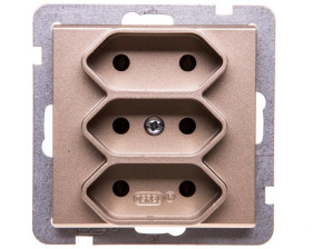 SONATA Gniazdo potrójne b/u 2,5A EURO szampański złoty GP-3R/m/39